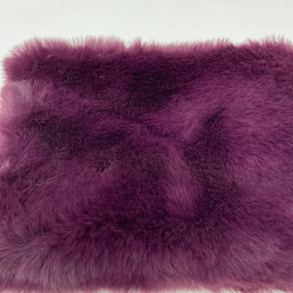 CREATIVE CO-OP | Wine Purple Faux Fur Zip Pouch Clutch